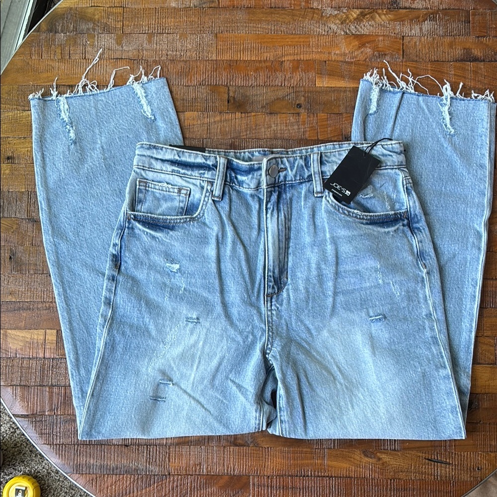 Joe’s Light Blue High Rise Wide Leg Crop Distressed Jeans Size 29